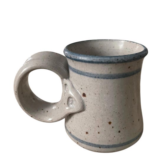 Vintage Salt Glazed Stoneware Mug: Blue Band Studio Pottery