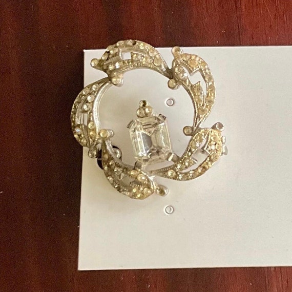 Vintage Silver Tone Rhinestone Brooch Pin. Antique Brooch. Rhinestones. Square Rhinestone Jewelry. Pin Up VLV. Vintage Jewelry. 40s. 50s.
