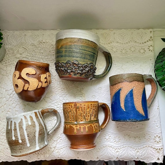 Vintage Pottery Mug. Studio Pottery Coffee Mug. Hand Made Mug. Rustic Pottery Coffee Mug. Coffee Tea Mug. Autumn Fall Mug. Cottage Mug Cup.