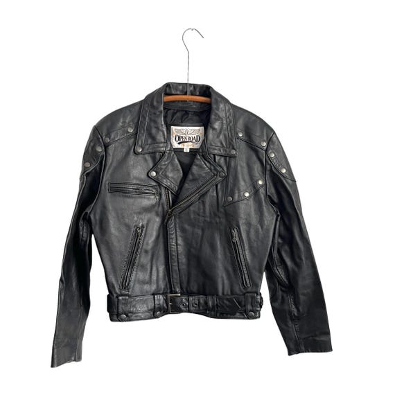 80s black leather jacket - Gem