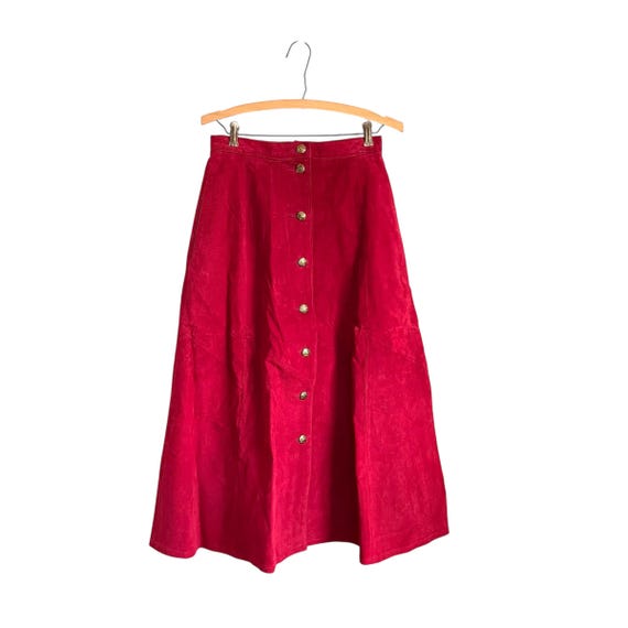 Vintage 80s 90s Suede Maxi Skirt. Cranberry Red Suede Maxi Skirt. High Waisted Suede Maxi Skirt. Vintage Suede Whimsigoth Skirt. 60s 70s Mod