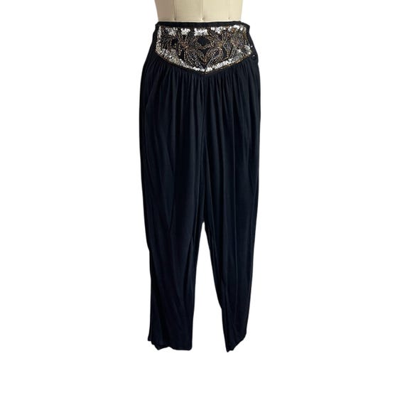 Vintage Black Beaded Sequin Harem Pants. Multicolor Beaded Sequin Harem Pants. Sequins. Beads. Belly Dancer. Boho. Hippie. 80s. 90s. Y2K.