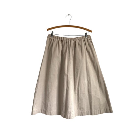 Vintage Cabin Creek Khaki Midi Skirt. Elastic Waist Flowy Skirt. Womens Casual Khaki Market Skirt. Cottage Core Beige Day Skirt. 70s 80s.