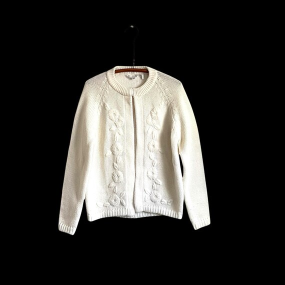 トップス 80s 3D Flower Embroidered Cardigan 80s 3D Flower Embroidered Cardigan