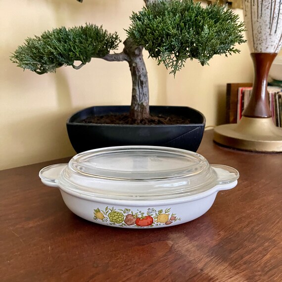 Vintage Spice of Life Centura Corning Ware. Mid Century Cookware with Lid. Oval Dish. 14 Oz. Spice of Life Cookware. Lidded Cooking Dish.