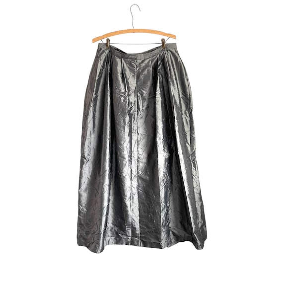 Vintage 90s Y2K Metallic Silver Maxi Skirt. Metallic Foil Holiday Party Skirt. NWT Field Manor. Silver Ball Gown Dress Skirt. Plus Sz Skirt.