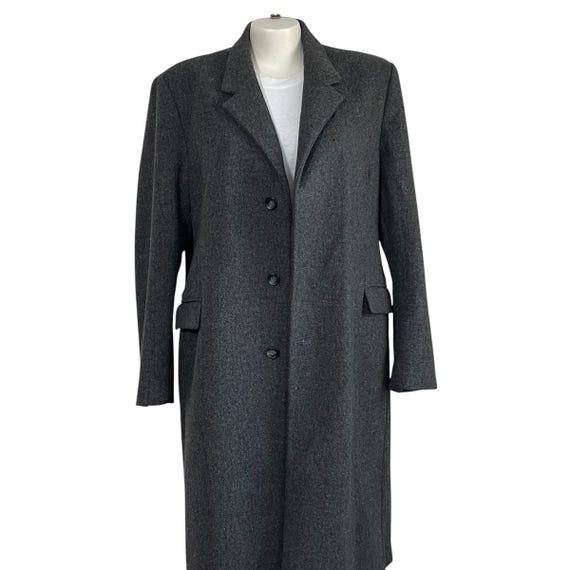 Vintage Oakton Wool Maxi Overcoat, Dark Gray Lined Coat