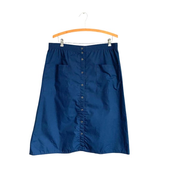 Vintage Sag Harbor Blue Retro Button-Down Midi Skirt. Spring/Summer Blue Knee-Length Skirt. Snap Front Closure. Nautical Skirt. 90s. 1990s.