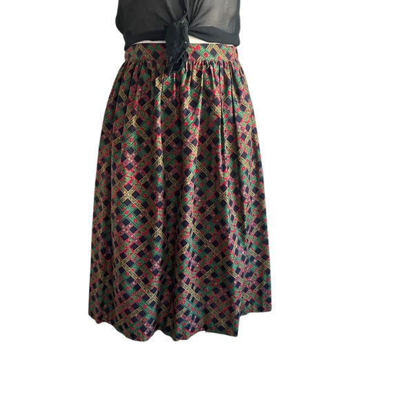 Vintage Sweater Loft Classics Boho Stretch Midi Skirt. Cottagecore Floral Hippie Boho Skirt. Floral and Plant Print. Grungecore. 80s. 90s.