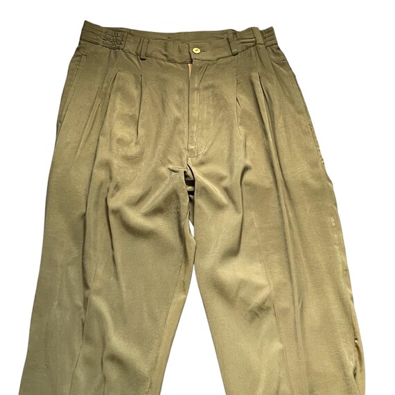 Vintage Khaki Green Tapered Pants: High Waisted, Boho Casual