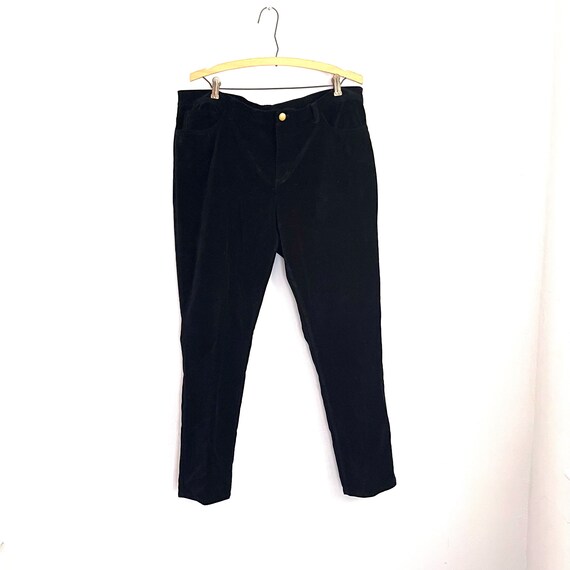 Vintage Lauren by Ralph Lauren Black Skinny Jeans. Dark Slim Fit Pants. Velvet Jeans. Pockets. Skinny Fit. 90s. Y2K. Black Velvet Trousers.