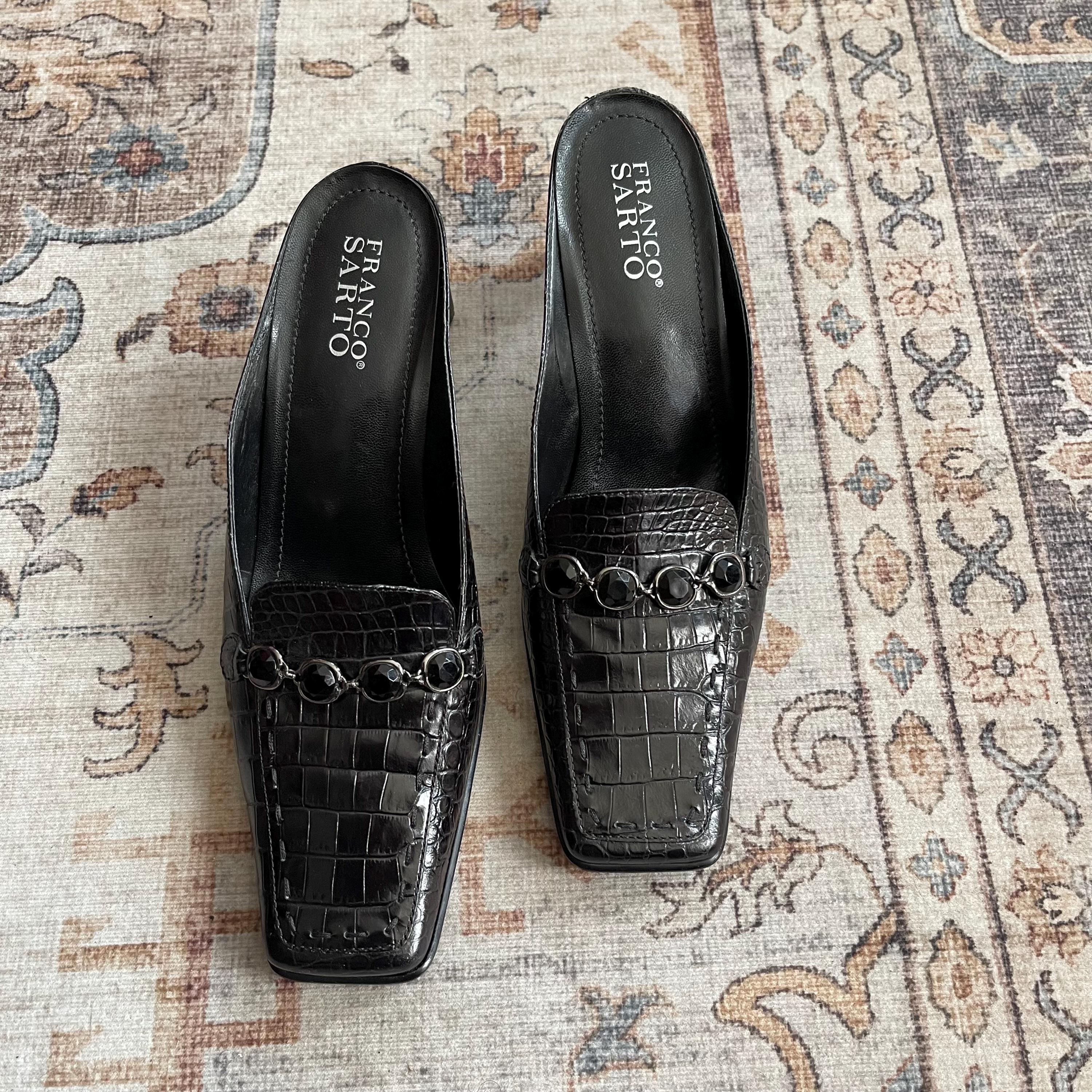靴 Bit Square-Toe Mules 38 NWOT Vicenza Anthropologie Metallic Gold Square Toe Mules Sz