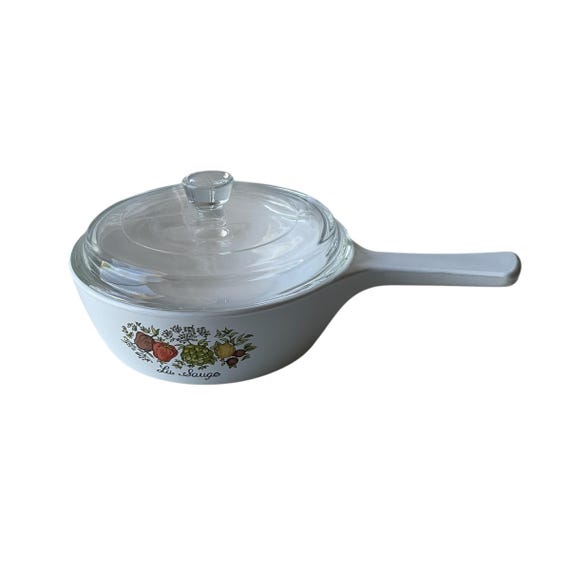 Vintage Spice of Life La Sauge 1-Pint Corningware Saucepan. Small Spice of Life La Sague Saucepan w/Lid. Collectible. MCM. 50s. 60s. 70s.