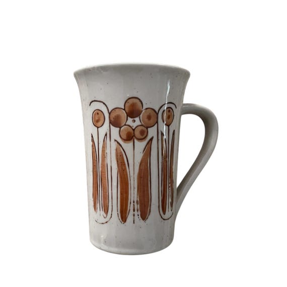 Vintage Stoneware Floral Mug: Pottery Coffee Cup Tea Mug.