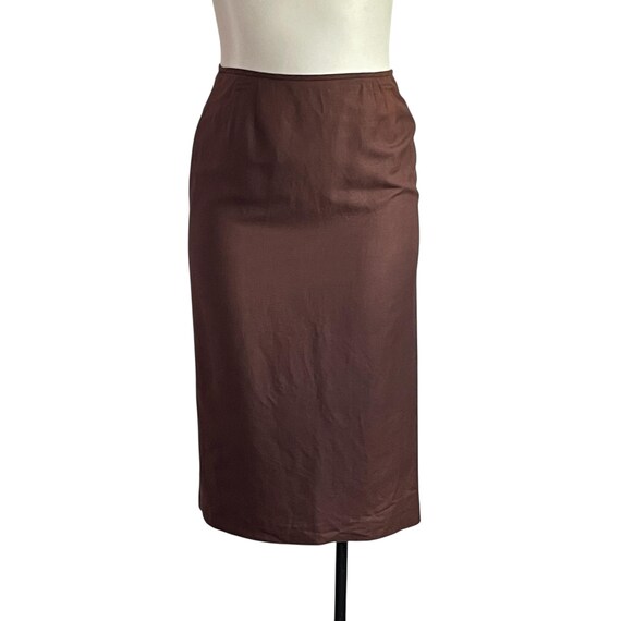 Vintage Kasper Wool Pencil Skirt: Chocolate Brown, Maxi Length