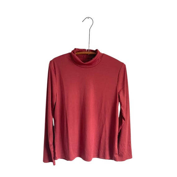 Vintage Mod 80s Turtleneck Blouse Top. 60s 70s Stretch Shirt Top. Vicki Wayne Mock Neck Shirt. Turtleneck Top. Vintage Hippie Boho Top. M/L.
