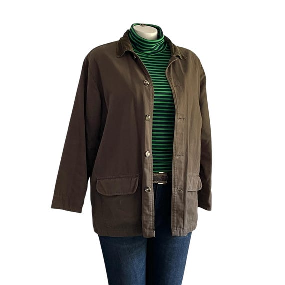 Vintage Cherokee Olive Green Barn Jacket: 80s Oversized Cotton Blend