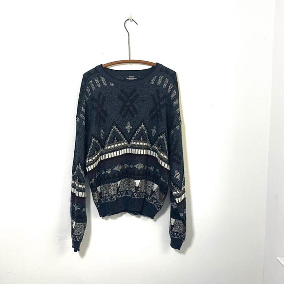 Vintage Expressions Navy Blue Winter Sweater. Grandpa Sweater. Dad Sweater. Grunge Cabincore Sweater. 90s Y2K Jumper. 80s. 90s. Cottagecore.
