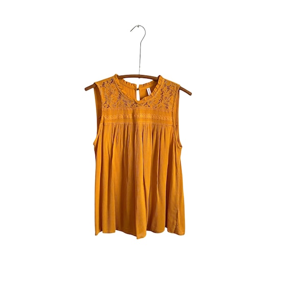 Vintage Xhilaration Mustard Yellow Floral Tank Top. Dark Yellow Spring Sheath Tank Top. Floral Lace Straps. Boho. Hippie. Y2K. 2000s. 00s.