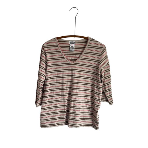 Vintage French Dressing Striped Grunge Shirt. Y2K Striped Shirt. Made in Canada. Scoop Neck. Mid-Length Sleeves. Grungecore. 90s. Y2K.