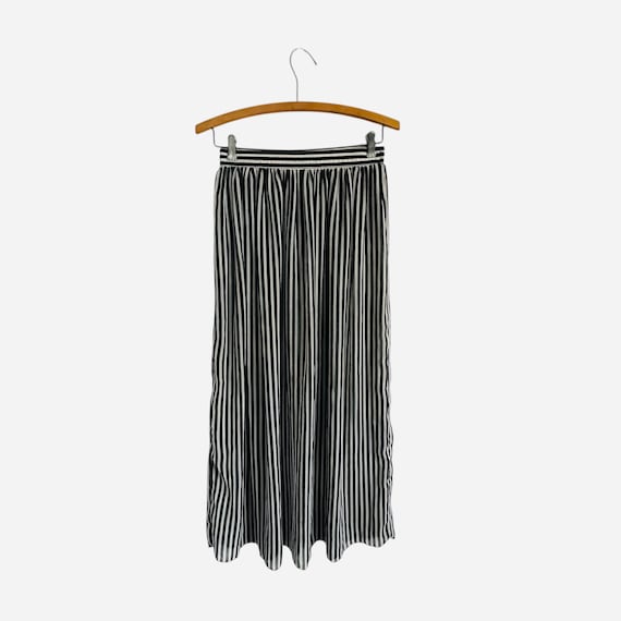 Vintage Black White Striped Sheer Midi Skirt. Black White Striped Maxi Skirt. Elastic Waist Stripes. 80s 90s. 00s. Y2K. Punkcore. Gothcore.