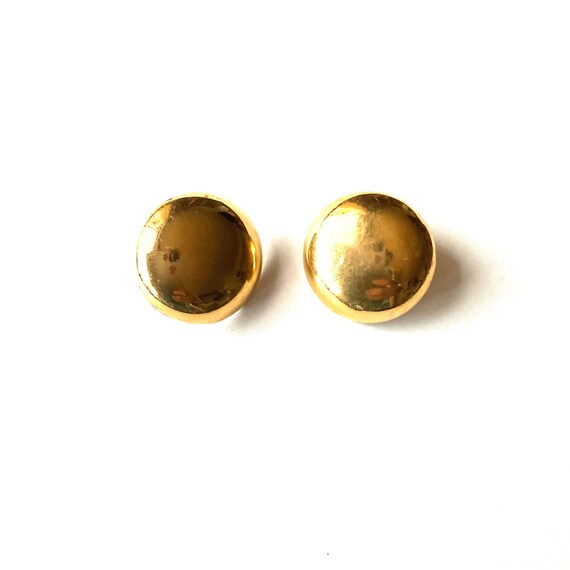 Vintage Monet Gold Circle Earrings. Golden Clip-On Earrings. Goldtone Metallic Circular Earrings. Party Style. MCM Style. 70s. 80s. Signed.
