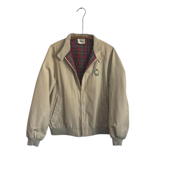 Vintage Izod Lacoste Beige Golfing Jacket. Grunge Beige Golf Jacket. Plaid Lining. 80s. 90s. 1980s. 80s 1990s. Izod Lacoste Sportscoat.