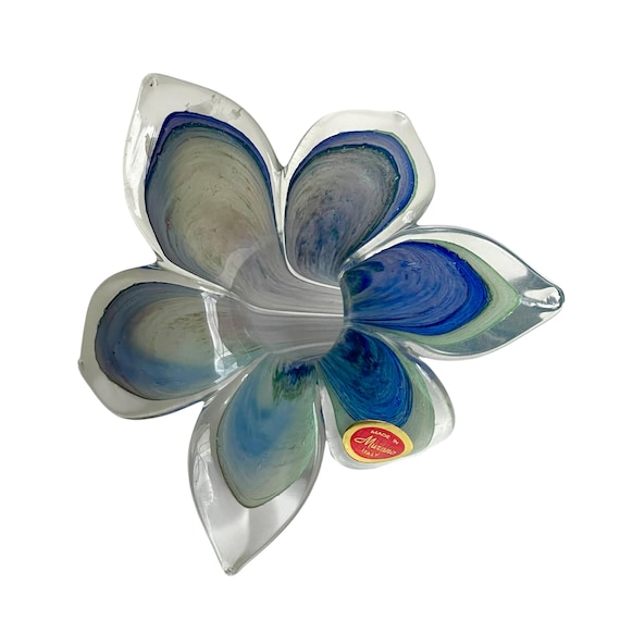 Vintage Murano Colorful Glass Flower. Multicolor Hand Blown Glass Flower Decor. Cool Colors. Spring. Boho. Hippie. Fairycore. 60s. 70s.