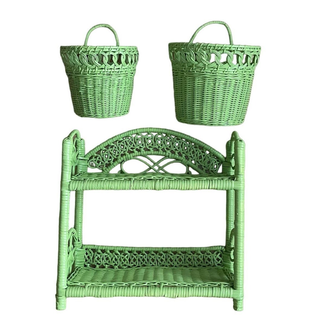 Wicker Bathroom Wall Shelf Basket Wall Sconce S3 Etsy