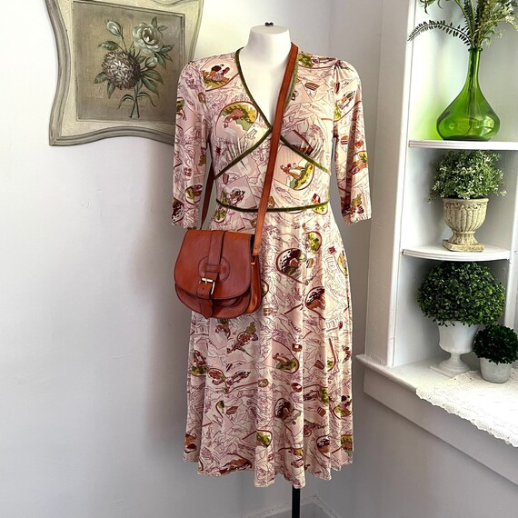 Vintage Cottagecore Dress. Velvet Trim Stretch Dress. 80s 90s Midi Dress. Plus Size Midi Dress. Vintage Rose Pink Cottage Dress. Grandmacore