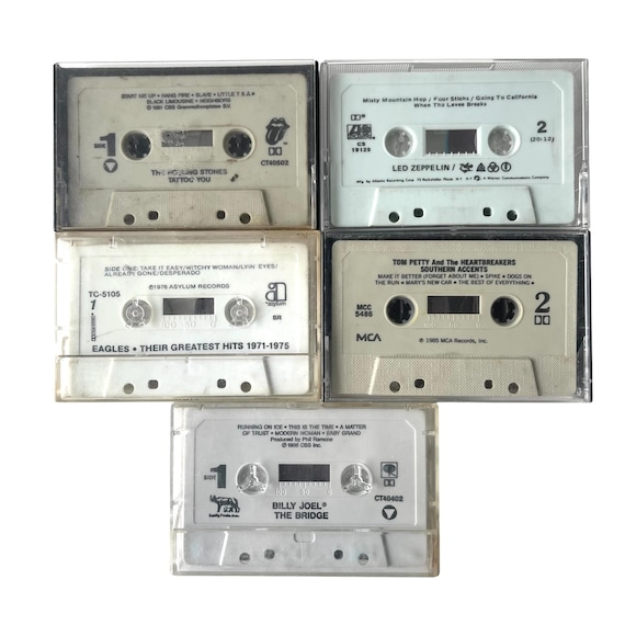 Vintage Classic Rock Cassette Set. Set of 5. Rolling Stones. Led Zeppelin. The Eagles. Tom Petty and The Heartbreakers. Billy Joel. 70s. 80s