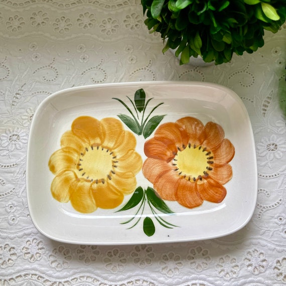 Vintage Japan Floral Trinket Dish. Ceramic Painted Floral Dish. Vintage Floral Dish. Trinket Dish. 60s 70s Boho Hippie Dish. Hippiecore.