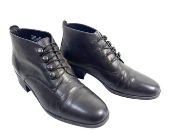 Vintage Partners Brown Leather Ankle Boots: Size 8M