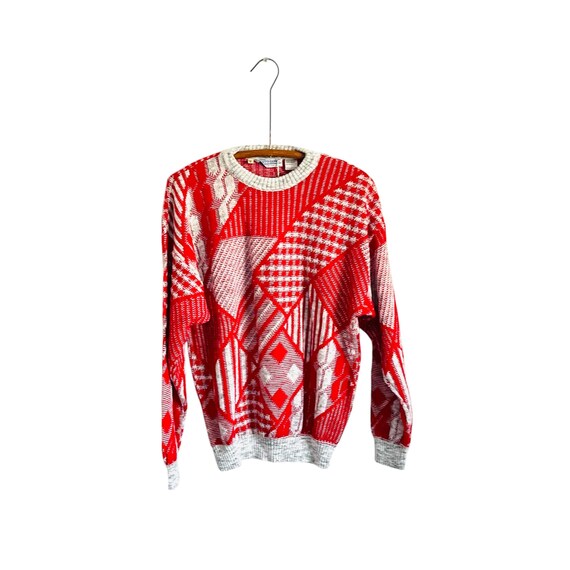 Vintage Cabincore Red Gray Pullover Sweater. Pronto-Uomo NWT. Grandpacore Pullover Sweater. Vintage 80s 90s. Grunge Indie Ravecore Sweater.