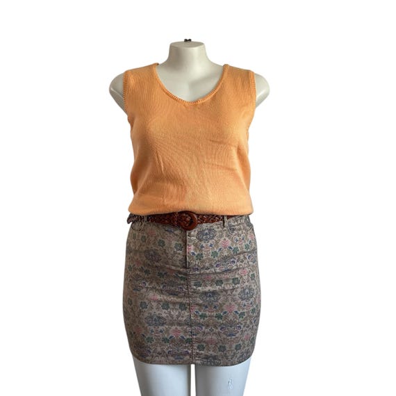 Vintage Orange Knit Tank Top. Sherbet Knit Sleeveless Blouse. Spring Summer Casual Knit Top. Womens Summer Knit Sweater Top. V Neck Tank Top
