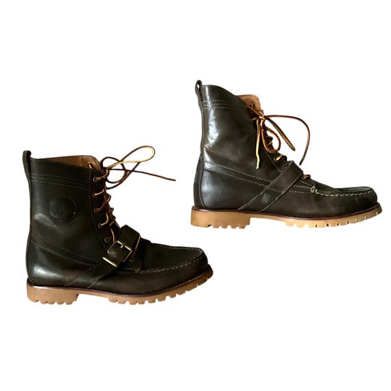 Vintage Polo Ralph Lauren Brown Leather Boots. Mens Polo Boots. Mens Rugged Leather Boots. Industrial Leather Boots. Mens 8.5. Womens 10.5