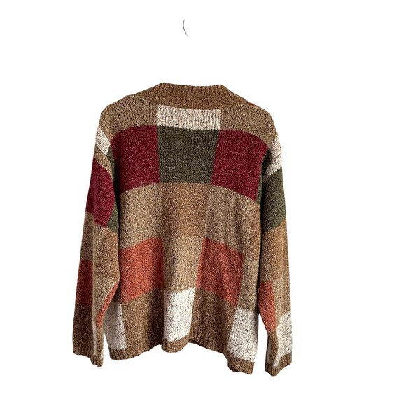 Vintage 80s Patchwork Knit Zip-Up Sweater Jacket - image 3