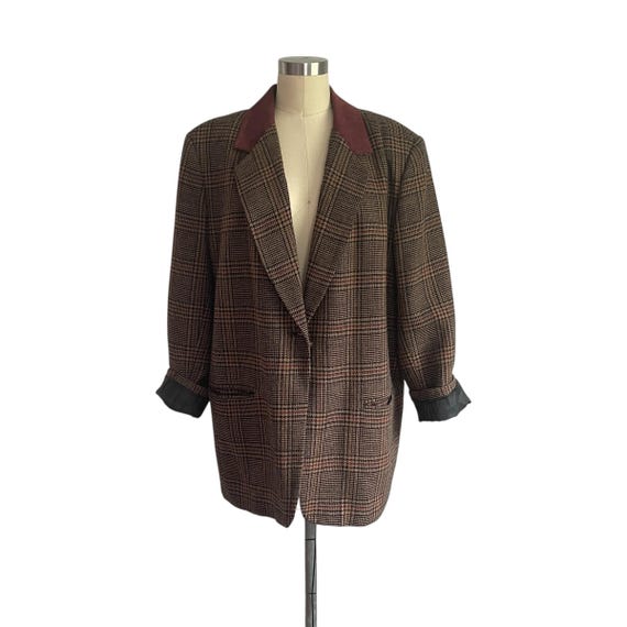 Vintage Harvé Benard Houndstooth Blazer Jacket. Houndstooth Barn Jacket Blazer Coat. Dark Academia. Womens Business Casual. 70s. 80s. 90s.