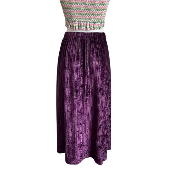 Vintage Metropolitan New York 1001 Purple Velvet Pleated Maxi Skirt. Witchcore Purple Pleated Midi Skirt. A-Line. Boho. Hippie. 90s. Y2K.