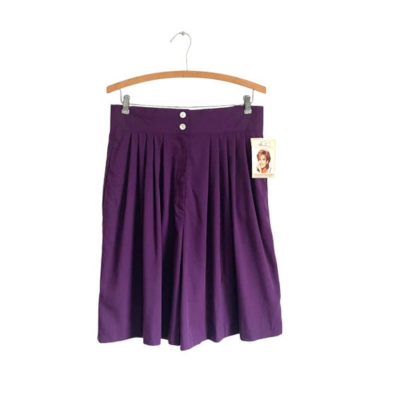 Vintage Purple Pleated Shorts. Retro Mod High Waist Skorts. Kathie Lee Collection. Casual Dress Shorts. Summer Casual Shorts. 80s. 90s.