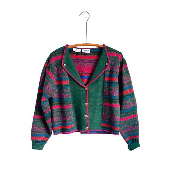 Vintage Meister Cardigan Sweater. Cottagecore Winter Cardigan Coat. Metal Heart Buttons. Cropped Box Sweater. Whimsigoth Cardigan. 80s 90s.