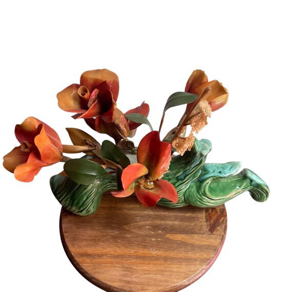 Vintage Glass Flowers on Branch Sculpture. Floral Glass Sculpture. Spring. Fairycore. Boho. Hippie. 60s. 70s. 1960s. 1970s.