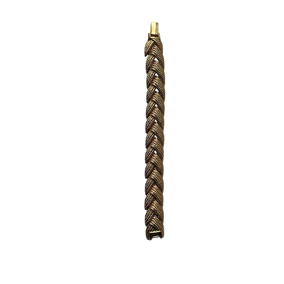 Vintage Napier Braided Textured Woven Bracelet. Signed Goldtone Woven Bumpy Buckle Bracelet. Herringbone. Braided Chain. 70s. 80s. 90s.