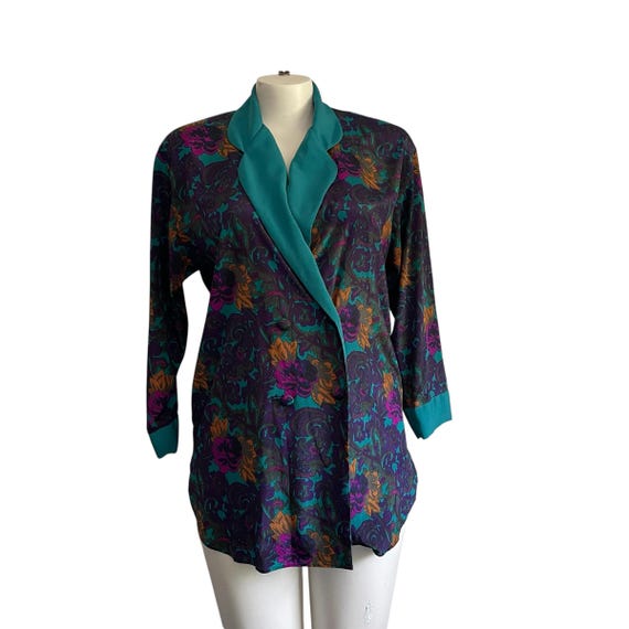 Vintage Victoria's Secret Multicolor Floral Boho Robe. Floral Button-Up Dress Robe. Dbl Breasted Tunic Blazer Robe Dress Top. 80s. 90s. Y2K.