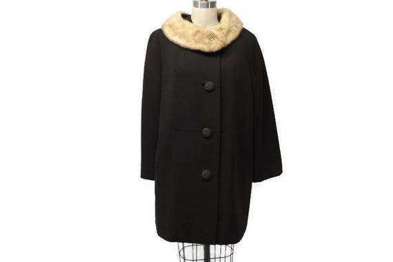 Vintage 50 60s Wook Mink Coat. Swing Dress Wool C… - image 5