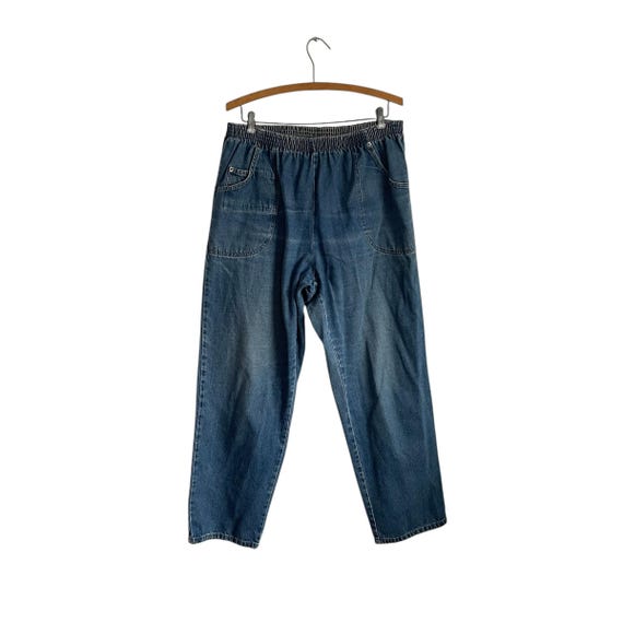 Vintage 80s Blue Paper Bag Jeans. Baggy Denim Market Pants. Plus Size Loose Fit Jeans. High Waisted Mom Jeans. Womens Casual Baggy Jeans.