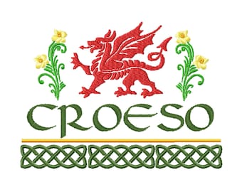 WELSH WELCOME (CROSEO)   5&quot;x7&quot;  Sampler Machine Embroidery Designs