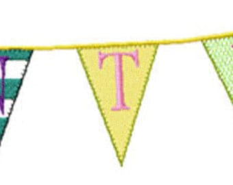 BUNTING FONT Machine embroidery Designs