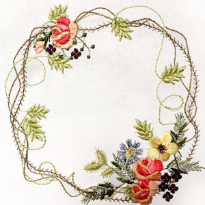 WATERCOLOUR WREATHS 6&quot; Machine embroidery Designs