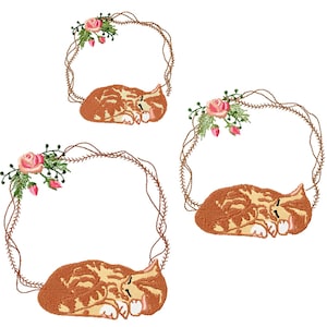 VICTORIAN CAT FRAME  in 3 Sizes Machine embroidery Designs